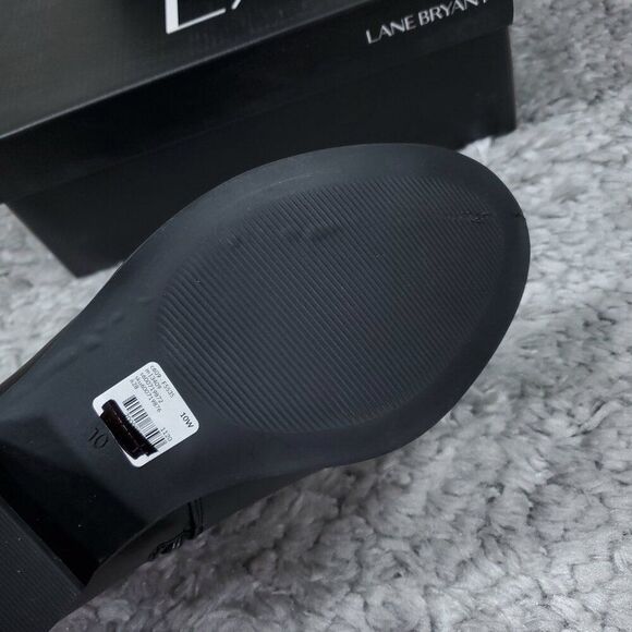 READ Lane Bryant 10 Wide Ankle Boots Booties Faux Leather Block Heel Black 10W - Picture 3 of 9